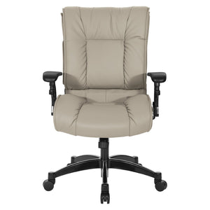 OSP Home Furnishings Leather Executive Conference Chair with Lumbar Support Pillow Top Seat and Ergonomic Arms Taupe 9333E-EC21