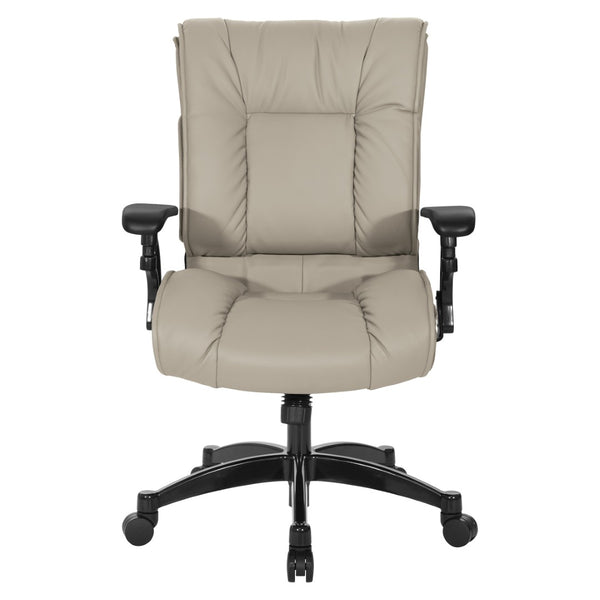 OSP Home Furnishings Leather Executive Conference Chair with Lumbar Support Pillow Top Seat and Ergonomic Arms Taupe 9333E-EC21