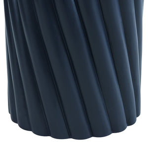 English Elm Modern Fluted Mgo Outdoor Accent Stool Weather Resistant Patio Navy Sculptural Table N770P396700N