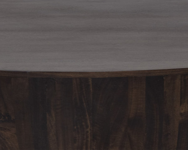 Sunpan Kinsley Coffee Table – Handcrafted Round Drum Design from Solid Mango Wood for Unique Spaces Small - 48W x 48D x 17.25H