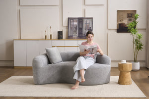 English Elm LY-042 Zen-Inspired S-Curved Dual-Depth Loveseat with Chenille Upholstery, Ready-to-Use Comfort Light Gray W2231P329726