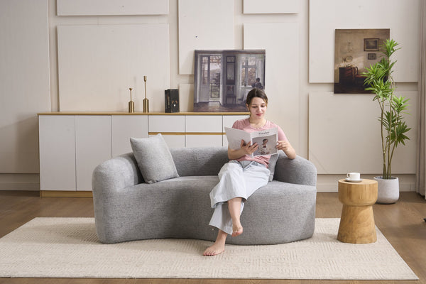 English Elm LY-042 Zen-Inspired S-Curved Dual-Depth Loveseat with Chenille Upholstery, Ready-to-Use Comfort Light Gray W2231P329726