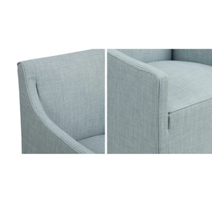 English Elm Skirted Charlotte Upholstered Dining Arm Chair with Hidden Casters, Light Grey Woven Fabric, Padded Comfort B035P217811