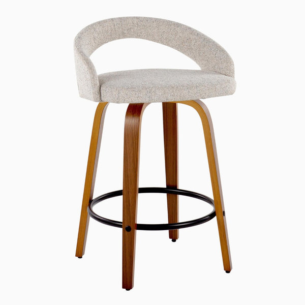 English Elm Fixed-height Swivel Counterstools Mahogany Wood Chrome Footrest Velvet Seat Set of 2 Oat B202S01772