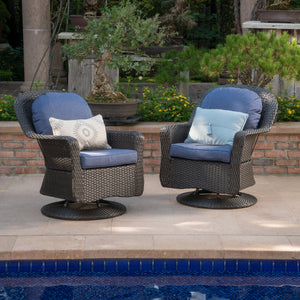 English Elm Christopher Knight Home® - Liam Swivel Club Chair Set Of 2 – Elegant Rattan Outdoor Seating With Water-Resistant Cushions 61516.00DBRN