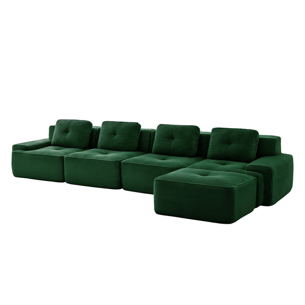 English Elm 153" Luxurious Modern L-Shaped Sectional Sofa With Movable Ottoman, Deep Seats, Tufted Design & More! W714S01490