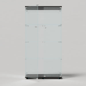 English Elm Tempered Glass Display Cabinet With Bluetooth Led Light Strip, Lockable, Mobile & Stylish For Any Room W3155S00005-GIGA