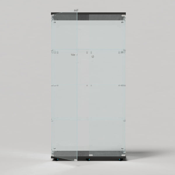 English Elm Tempered Glass Display Cabinet With Bluetooth Led Light Strip, Lockable, Mobile & Stylish For Any Room W3155S00005-GIGA