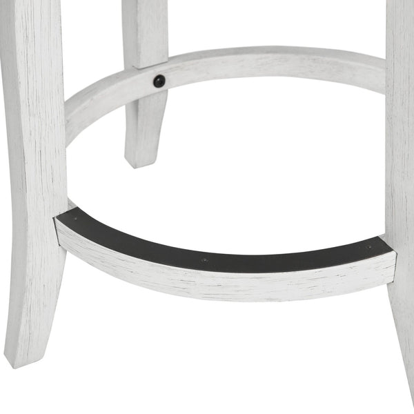 English Elm 26" Reclaimed Wood Swivel Counter Stool with Seagrass Seat for Kitchen Island White B2751P436446
