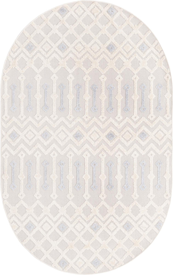 Unique Loom Arlo Lenny Machine Made Tribal Rug Sandy Beige, Beige/Gray 5' 3" x 8' 0"