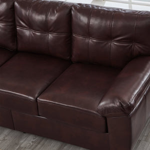 English Elm 2 Piece Pu Leather Sofa Set Tufted Cushions Hidden Storage Modern Living Room Burgundy W1097S00250