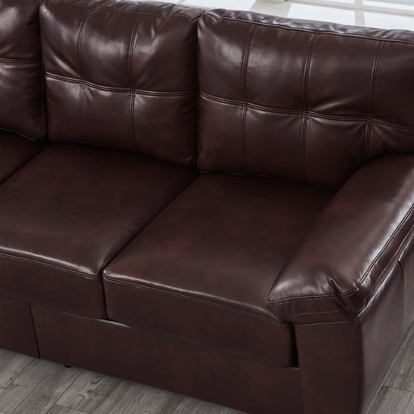 English Elm 2 Piece Pu Leather Sofa Set Tufted Cushions Hidden Storage Modern Living Room Burgundy W1097S00250
