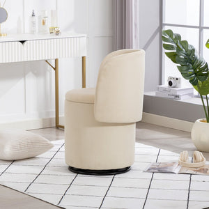 English Elm Stylish Barrel Swivel Accent Chair Upholstered Seat with Storage for Vanity or Dining W3248P424639