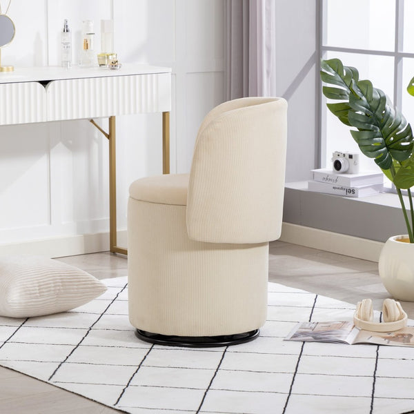English Elm Stylish Barrel Swivel Accent Chair Upholstered Seat with Storage for Vanity or Dining W3248P424639