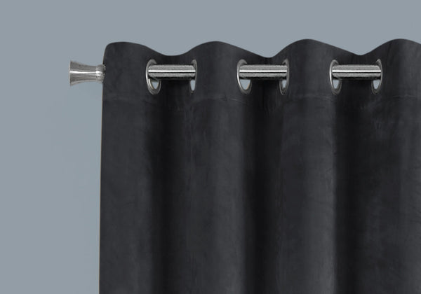 English Elm Curtain Panel Set Of 2, 54"W X 95"L Grey Velvet Room Darkening Grommet Curtains For Modern Style B2710P218774