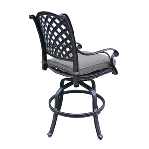 English Elm Cast Aluminum Counter Stools Set Of 2 - Elegant Swivel Design With Weather-Resistant Cushions B010P278347