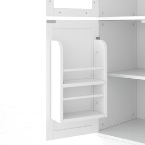 English Elm Topmax Shaker Buffet Hutch with Glass Doors Drawers and Pull-out Trays SP000092AAK