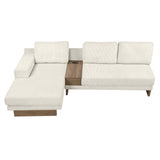 English Elm 114" L-Shaped Sofa Sectional Sofa With Two Usb Ports and Two Power Sockets, A Storage Drawer and A Reversible Chaise Lounge For Living Room, Beige