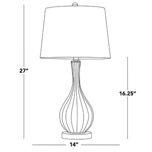 English Elm Glass Crackle Silver Table Lamp Set with Chrome Hardware and White Linen Shade Pair B202P471588