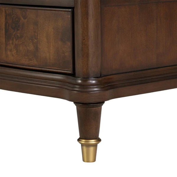 English Elm Contemporary Art Deco Nightstand with Hidden Jewelry Drawer Usb Port Acrylic Legs B2741P433339
