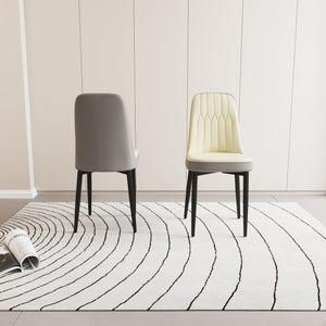 English Elm A Set Of 2 Modern Pu Leather Dining Chairs With Ergonomic Support & Stylish Black Metal Legs W2189P168412