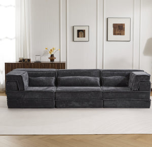 English Elm Compression Oversized Boneless Modular Sofa Bed - Versatile, No Assembly, Memory Foam Comfort In Dark Grey W3723S00021