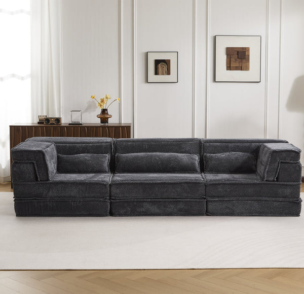 English Elm Compression Oversized Boneless Modular Sofa Bed - Versatile, No Assembly, Memory Foam Comfort In Dark Grey W3723S00021