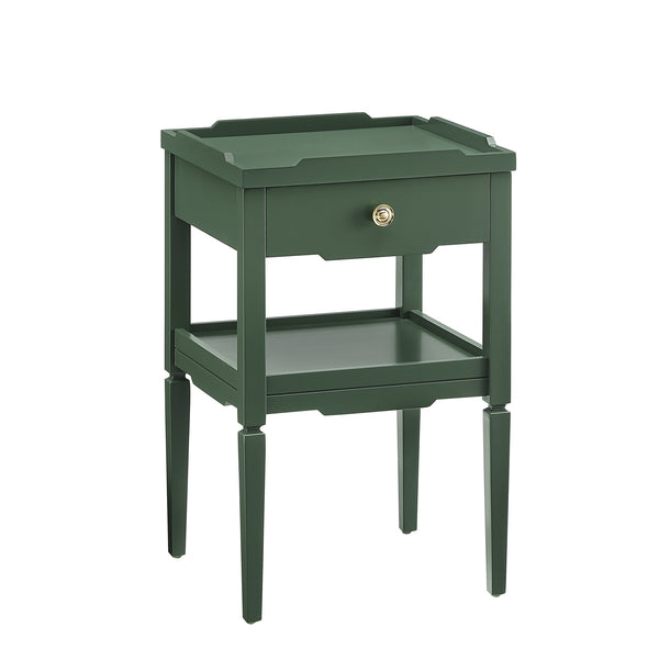 English Elm Foley Vintage Green 1-Drawer Nightstand with Gold Pull, Tapered Legs, Lower Shelf, Mid-Century Charm B050P376968