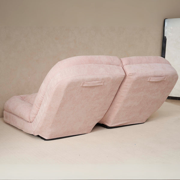 English Elm Convertible Fold-Out Double Sofa Bed with Thick Cushioning, Adjustable Backrest & Space-Saving Design Pink W244S00003