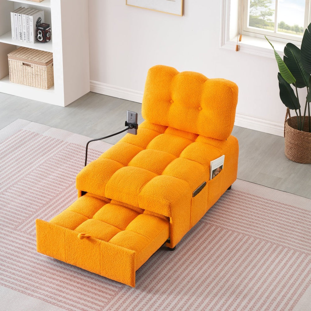 English Elm 40.20 Inch Convertible Teddy Fabric Sofa Bed Compact Sleeper for Apartment Living Room W1658P216827