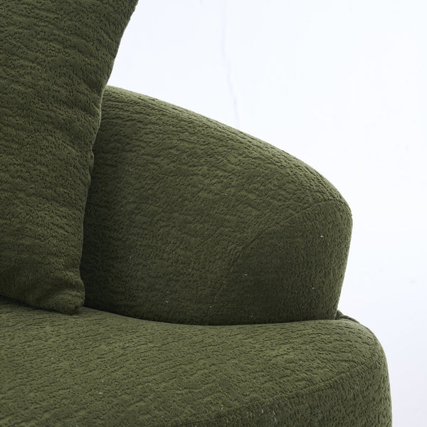English Elm LY-025S Curved Loveseat Sofa Compact 65" chenille upholstery, 30D foam with spring core, 300lb capacity, 3 pillows, apartment-friendly Antique Green,Green W2231P292604