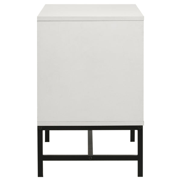 English Elm Yountville White 2-Drawer Nightstand with Bold Black Accents — Modern Bedside Table, Sleek Storage and Contrast Design B062P299794