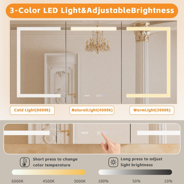 English Elm Lighted Aluminum Medicine Cabinet Smart Mirror with Anti-fog Led and Built-in Usb Outlet W5609P461365