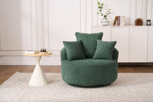 English Elm 360° Swivel Chair upholstered barrel accent chair with plush high-resilience foam and pillows for comfort Antique Green W2231P264471