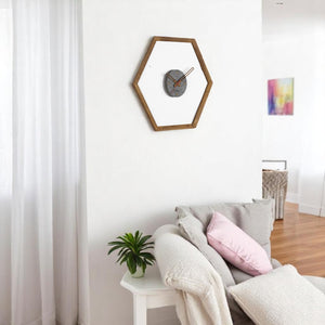 English Elm Tuva Hexagonal Wall Clock with Solid Wooden Frame — Minimalist Modern Design, Easy-to-Read Face Yellow B029P331487