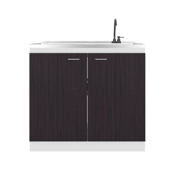 English Elm Extremo White Kitchen Pantry Cabinet with Twin Doors and Three Interior Shelves B128S00251