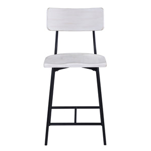 English Elm Badin Wood and Metal Modern Counter Stool with Saddle Seat, White Washed Wood, Black Frame, Durable Comfort - Adjustable Glides (Seat 24.25") B050P364430