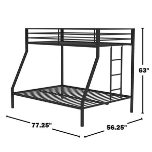 English Elm Metal Twin Over Full Bunk Bed Steel Frame with Guardrails for Kids or Guest Rooms Black B016P469271