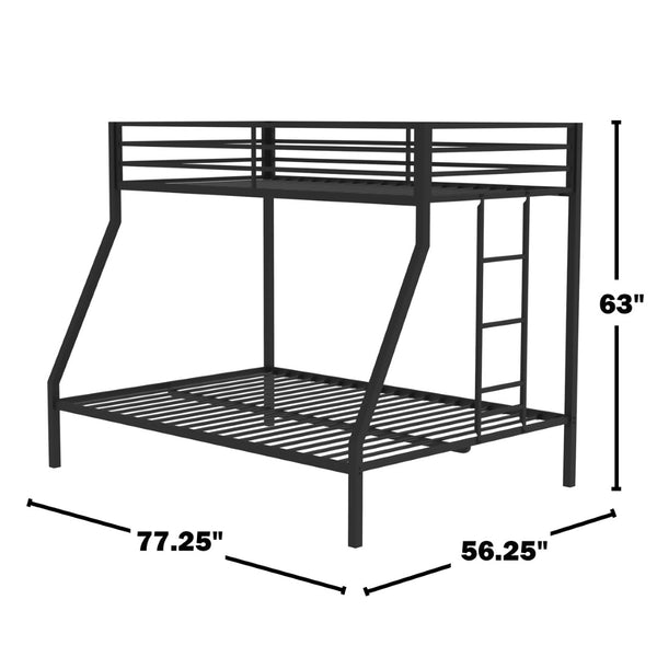 English Elm Metal Twin Over Full Bunk Bed Steel Frame with Guardrails for Kids or Guest Rooms Black B016P469271