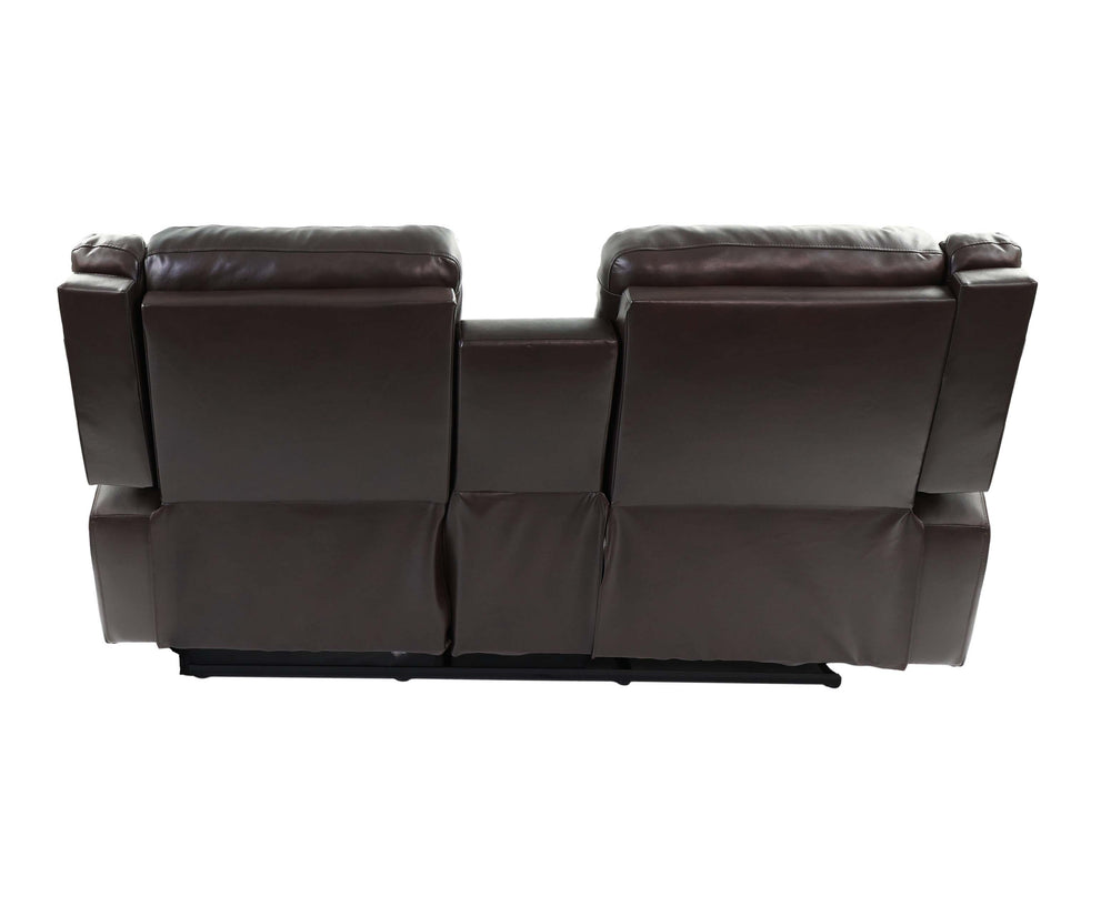 English Elm MOTION Loveseat Dark Brown Gel Leatherette Recliner 71" x 39" x 40" Metal Power Frame Solid Wood B089112992