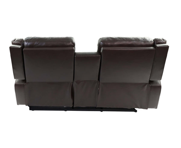 English Elm MOTION Loveseat Dark Brown Gel Leatherette Recliner 71" x 39" x 40" Metal Power Frame Solid Wood B089112992