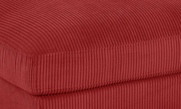 English Elm Corduroy Ribbed Upholstered Ottoman Plush Footrest or Extra Seating for Living Rooms Red B2748P483413
