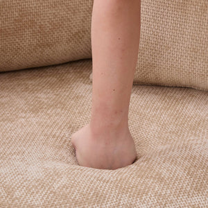 English Elm 45.27" Modern Upholstered Farmhouse Accent Chair with Chenille, Plush Pocket Springs & Bolster Pillows, 500lb Capacity Lounge Seating Wheat W3098P356192