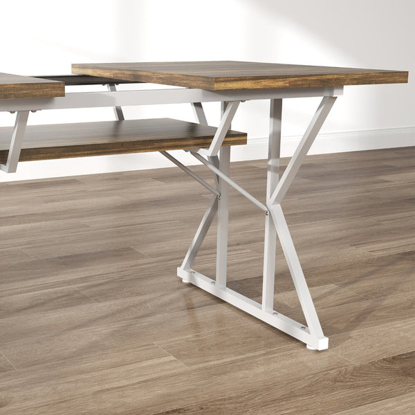 English Elm Mid-century Nordic Rubberwood Dining Table Seats Four with Dark Mahogany Finish T3971P429249