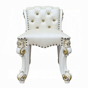 English Elm Beige Upholstered Vanity Stool with Nailhead Trim and Scrolled Base, Padded Seat & Antique Silver Accents B062P208998