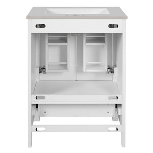 English Elm 48-Inch Modern Bathroom Vanity with Dual Ceramic Sinks, Ample Soft-Close Storage and Stylish Design White N729P000009K