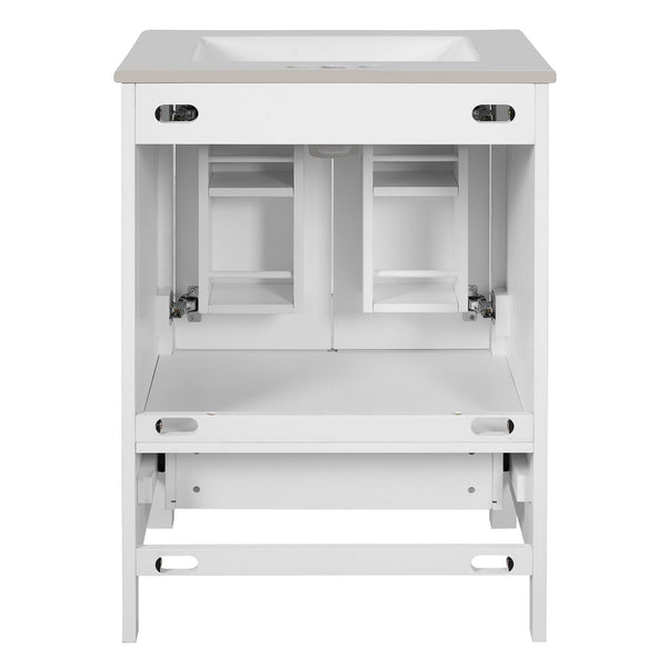 English Elm 48-Inch Modern Bathroom Vanity with Dual Ceramic Sinks, Ample Soft-Close Storage and Stylish Design White N729P000009K