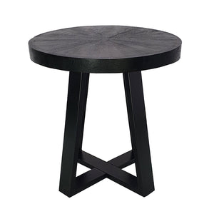 English Elm D23.5x24.5" Modern Black Coffee Table with Rounded Top & Overlapping Cross-Leg Frame, 23D x16H Stylish Accent W2078P291776