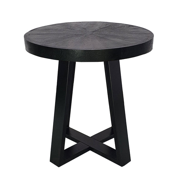 English Elm D23.5x24.5" Modern Black Coffee Table with Rounded Top & Overlapping Cross-Leg Frame, 23D x16H Stylish Accent W2078P291776