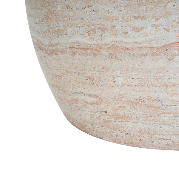 English Elm Christopher Knight Home® - Outdoor/Indoor Lightweight Concrete Side Table - Elegant Oval Accent Table With Travertine Finish N773P253786Z